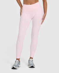 SoftMotion™ Leggings with White Logo | Ballet Pink