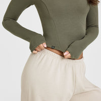 Mellowâ„¢ Rib Mid Long Sleeve Top | Alpine Green