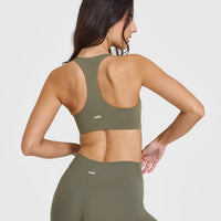 SoftMotion™ Sports Bra with White Logo | Alpine Green