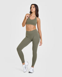 SoftMotion™ Sports Bra with White Logo | Alpine Green
