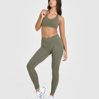 SoftMotion™ Sports Bra with White Logo | Alpine Green