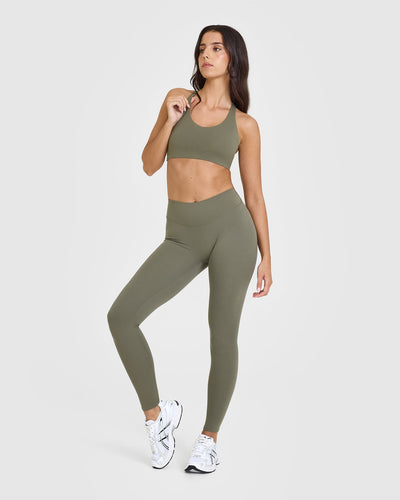 SoftMotion™ Sports Bra with White Logo | Alpine Green