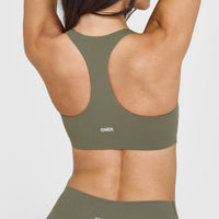 SoftMotion™ Sports Bra with White Logo | Alpine Green