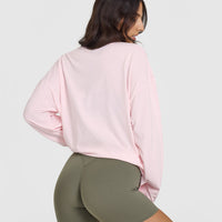 Classic Oversized Lightweight Long Sleeve Top | Ballet Pink