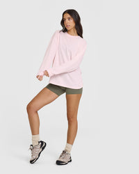 Classic Oversized Lightweight Long Sleeve Top | Ballet Pink