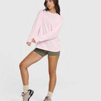 Classic Oversized Lightweight Long Sleeve Top | Ballet Pink
