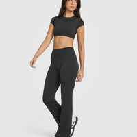 SoftMotion™ Flared Bottoms with White Logo | Soft Black
