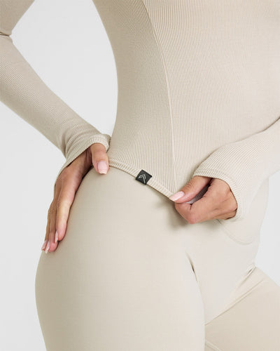 Mellow™ Rib Mid Long Sleeve Top | Sand