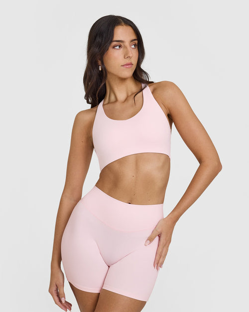 Oner Modal SoftMotion™ Sports Bra with White Logo | Ballet Pink