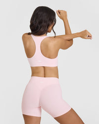 SoftMotion™ Sports Bra with White Logo | Ballet Pink