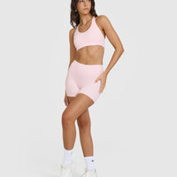 SoftMotion™ Sports Bra with White Logo | Ballet Pink