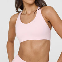 SoftMotion™ Sports Bra with White Logo | Ballet Pink