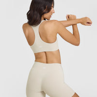 SoftMotion™ Sports Bra with White Logo | Sand