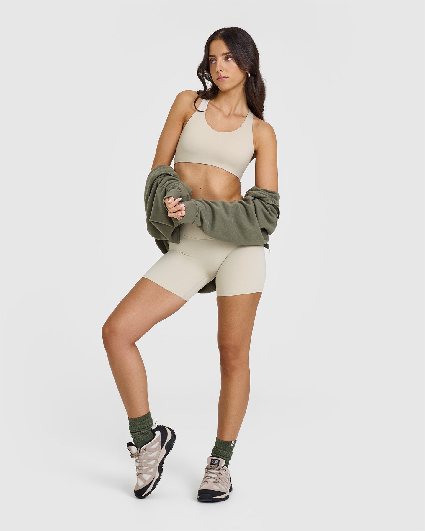 SoftMotion™ Sports Bra with White Logo | Sand
