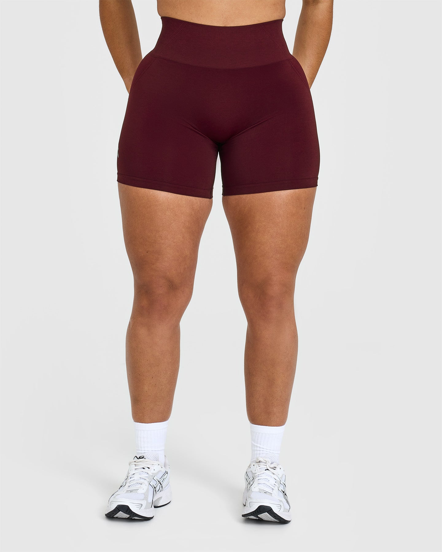 Effortless Seamless Shorts with White Logo | Rosewood