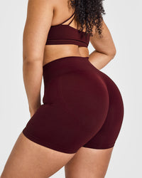 Effortless Seamless Shorts with White Logo | Rosewood