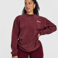 Oversized Graphic Washed Long Sleeve Top | Rosewood