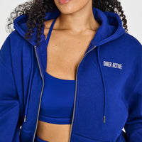 Foundations Zip Through Hoodie With Printed Graphic | Strong Blue