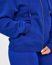 Foundations Zip Through Hoodie With Printed Graphic | Strong Blue