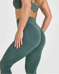 Effortless Seamless Leggings with White Logo | Iced Green