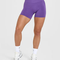 Effortless Seamless Shorts with White Logo | Iris Purple