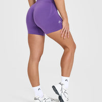 Effortless Seamless Shorts with White Logo | Iris Purple