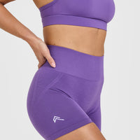 Effortless Seamless Shorts with White Logo | Iris Purple