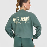 Oversized Graphic Washed Long Sleeve Top | Iced Green