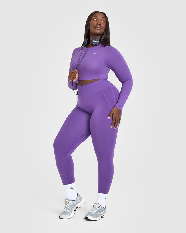 Go To Seamless Fitted Crop Long Sleeve Top | Iris Purple