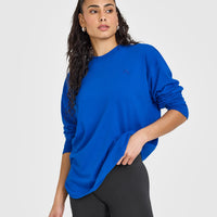 Classic Oversized Lightweight Long Sleeve Top | Cobalt Blue