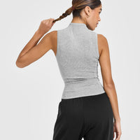 Mellow™ Rib Mock Neck Tank | Charcoal Marl