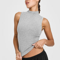 Mellow™ Rib Mock Neck Tank | Charcoal Marl