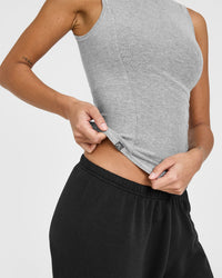 Mellow™ Rib Mock Neck Tank | Charcoal Marl