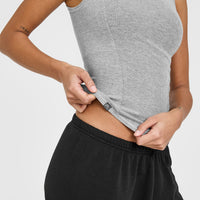 Mellow™ Rib Mock Neck Tank | Charcoal Marl