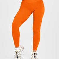 Effortless Seamless Leggings with White Logo | Flame Orange
