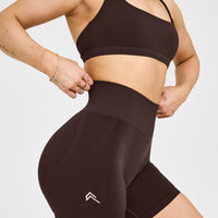 Effortless Seamless Shorts with White Logo | 70% Cocoa