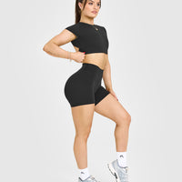 SoftMotion™ Shorts 6" with White Logo | Soft Black