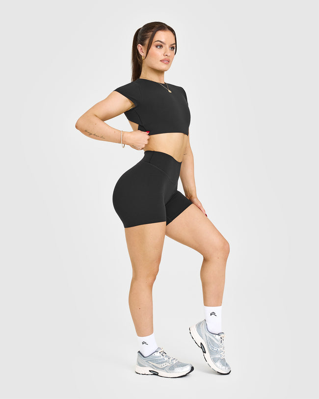 SoftMotion™ Shorts 6" with White Logo | Soft Black