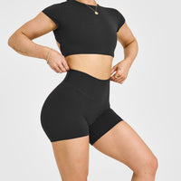 SoftMotion™ Shorts 6" with White Logo | Soft Black