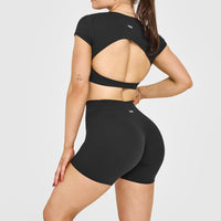 SoftMotion™ Shorts 6" with White Logo | Soft Black