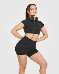 SoftMotion™ Shorts 6" with White Logo | Soft Black