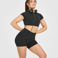 SoftMotion™ Shorts 6" with White Logo | Soft Black