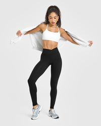 Unified Wrap Leggings White Logo | Black