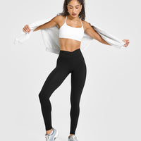 Unified Wrap Leggings White Logo | Black