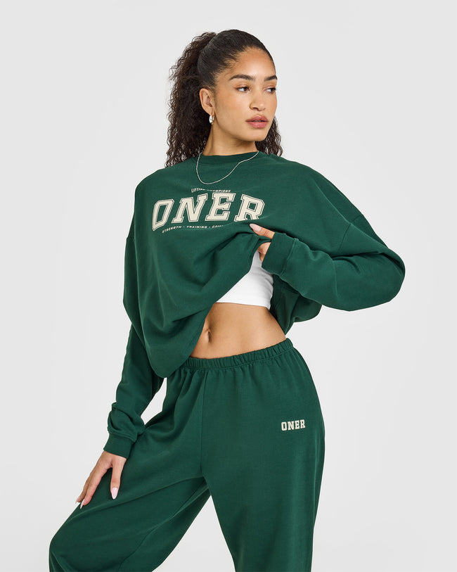 Lightweight Joggers with Printed Logo | Racing Green