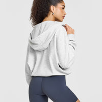 Mid Weight Zip Through Hoodie | Light Grey Marl