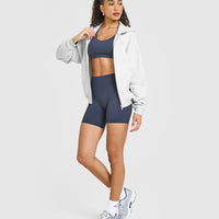 Mid Weight Zip Through Hoodie | Light Grey Marl