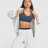 Mid Weight Zip Through Hoodie | Light Grey Marl