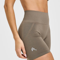 Effortless Seamless Shorts with White Logo | Moss Brown