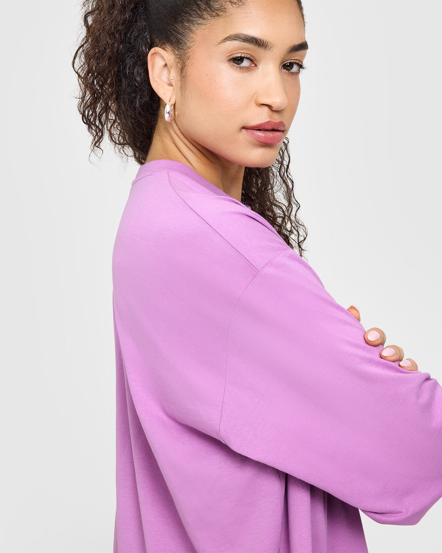 Classic Oversized Lightweight Long Sleeve Top | Orchid Purple